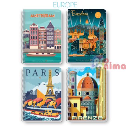 Тетрадка Black and White, А5, 80 листа, широки редове, спирала, 