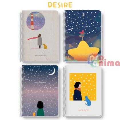 Тетрадка Black&White, B5, 80 листа, редове, Desire