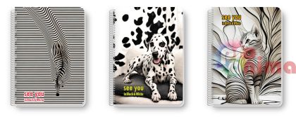 Тетрадка Black&White See You, A4, 80 листа, спирала, редове