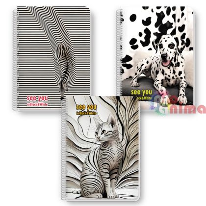 Тетрадка Black&White, A4, 60 листа, редове, спирала, See You