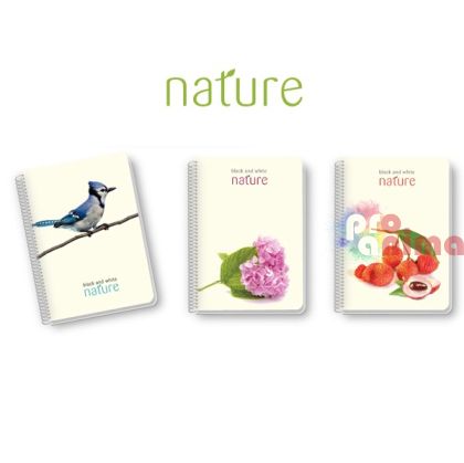 Бележник Black and White B7 80 листа спирала PP корици, Nature