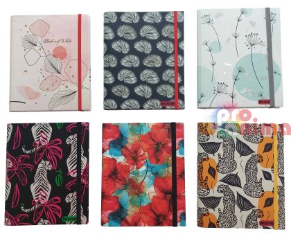 Бележник Black and White, B5, 100 листа, редове, твърда корица, с ластик