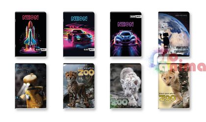 Тетрадка Black and White, A5, 40 листа, тесни и широки редове, за момче