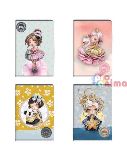 Тетрадка Black&White Miia, малки квадратчета, 24 листа, за момиче