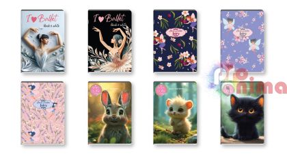 Тетрадка Black and White, големи квадратчета, А5, 24 листа, за момиче