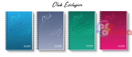 Тетрадка Black&White, малък формат A5, 100 листа, редове, твърди корици, спирала, Club Exclusive
