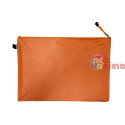 Папка с цип А4+, текстилна, оранжева