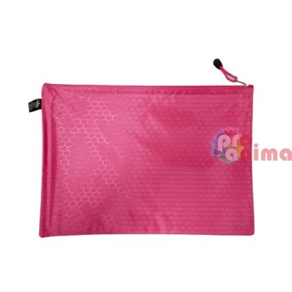 Папка с цип А4+, текстилна, розова