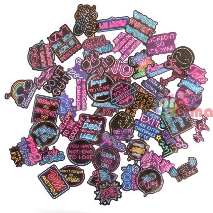 Винилови стикери DP Craft, с мотивационни послания, 50 бр., неон