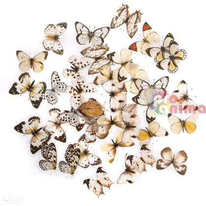 Стикери от прозрачно фолио, пеперуди, 40 бр., черно-бели