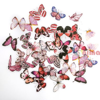 Стикери от прозрачно PET фолио, пеперуди, 40 бр., многоцветни