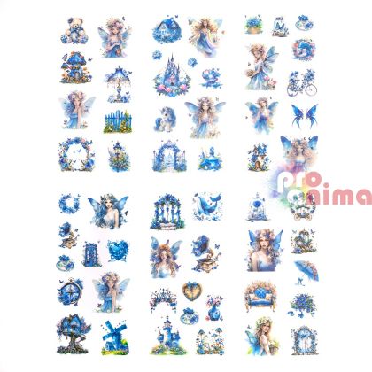 Стикери от фолио Феи, 6 листа, син звезден прах