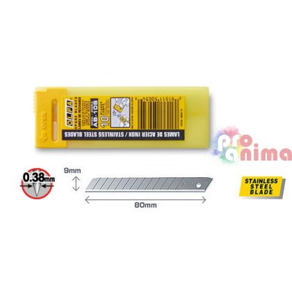 Режеща пластина от неръждаема стомана OLFA AB-10S, 9 mm, 10 бр.