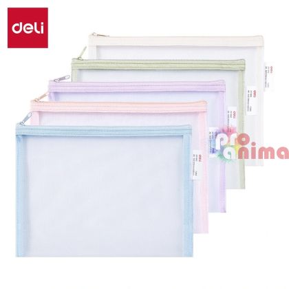 Папка с цип Deli, формат A5, мрежа от полиестер, 330 mic