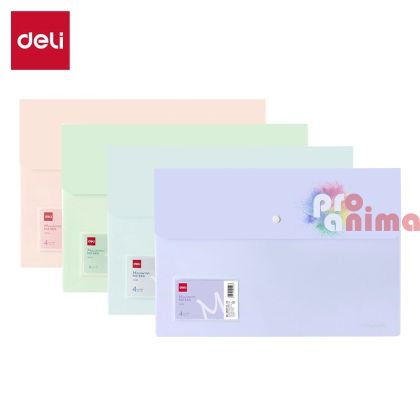 Папка с копче и външен джоб Deli Macaron, А4, 160 mic