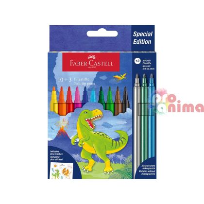 Флумастри Faber-Castell Динозавър, 10+3 цвята