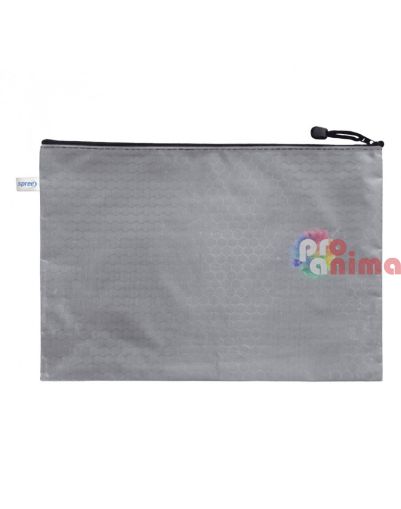 Папка с цип А4+, текстилна, сива