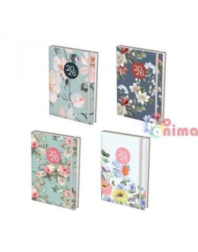 Бележник с дати, 14 x 20 cm, 168 листа, с ластик