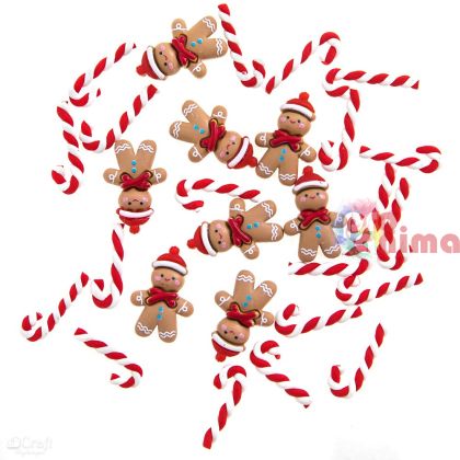 3D декоративни фигурки джинджифилови човечета и захарни бастунчета, 28 бр.