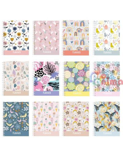 Планер с твърда корица, спирала, 17 x 24 cm, 100 листа и 3 листа стикери