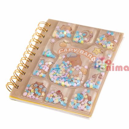 Бележник Капибара, с корица с вода и конфети, 52 листа