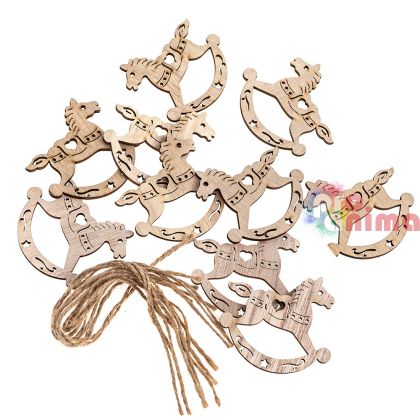 Дървени фигурки Люлеещи се кончета, 10 бр., за закачане