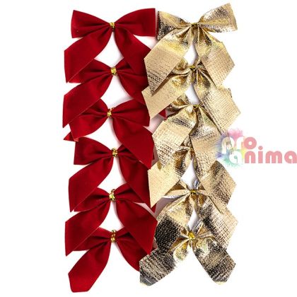 Панделки за декорация- червени и златни, 12 бр.