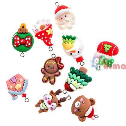 Фигурки за декорация от синтетична смола, 3D Коледни елементи, висулки, 10 бр.