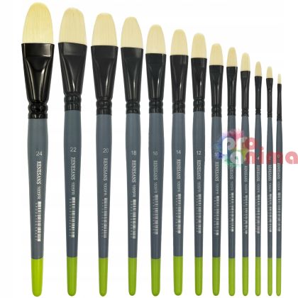 Четки за рисуване Renesans 1005FR, Лешниковиден връх, Синтетика, Имитация на четина, Сива дръжка, Отделни номера