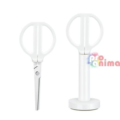 Ножица Deli NuSign, 17 cm с поставка, бяла