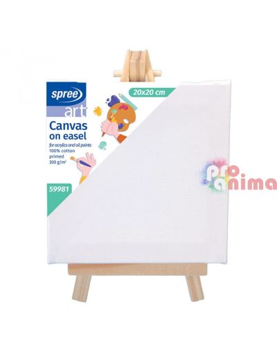 Платно за рисуване 20 x 20 cm + дървен статив 18 x 24 cm