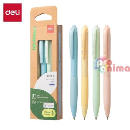 Химикалка Deli Urbanroot, 0.7 mm, синя, автоматична