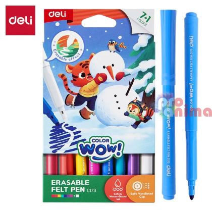 Изтриваеми флумастери Deli Color Wow 7+1 цвята