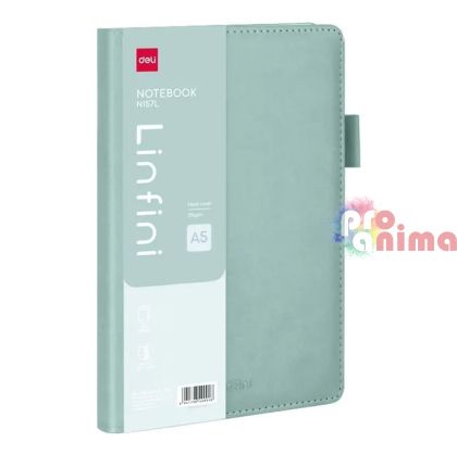 Бележник Deli Linfini А5 144 л. Еко кожа Зелен
