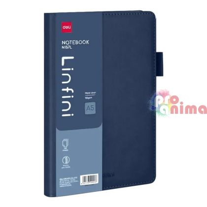 Бележник Deli Linfini А5 144 л. Еко кожа Син