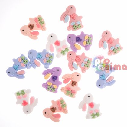 Фигурки за декорация от синтетична смола 3D Зайчета, 15 бр.