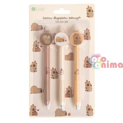 Гел химикалки Капибара 3 бр. синьопишещи