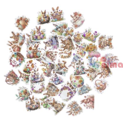 Великденски зайчета стикери от винил, 50 бр.