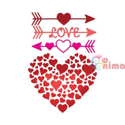 Шаблони за изрязване Ажурно сърце и стрели, 4 бр.