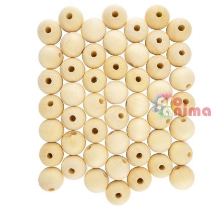 Натурални дървени мъниста- кръгли ф25mm, 50 бр.