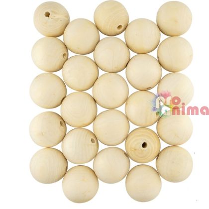 Натурални дървени мъниста- кръгли ф40mm, 25 бр.