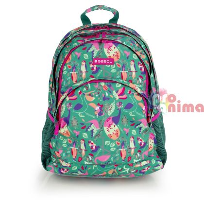 Ученическа раница за момиче Gabol Vida с три отделения и мрежест гръб