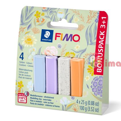 Комплект с полимерна глина Fimo Soft Bloomy 3 + 1 цвята