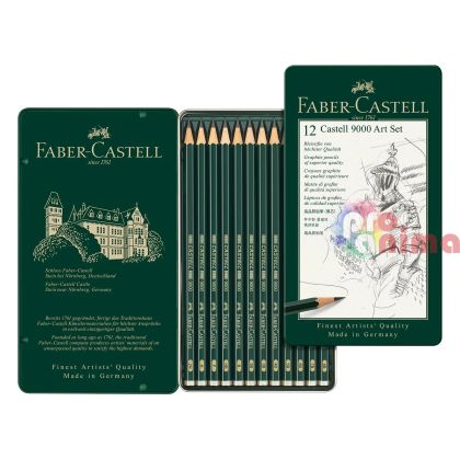 Комплект чернографитни моливи Faber - Castell 9000, 12 бр.