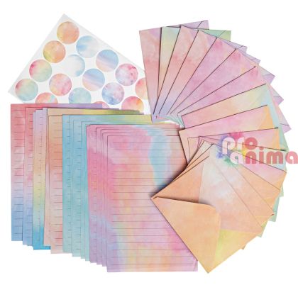 Комплект листове за писма, пликове и стикери Rainbow