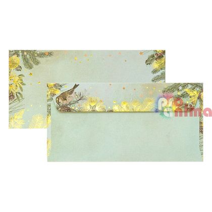 Плик DL 11 x 22 cm 120 g/m2 Златна Коледа, 10 бр.