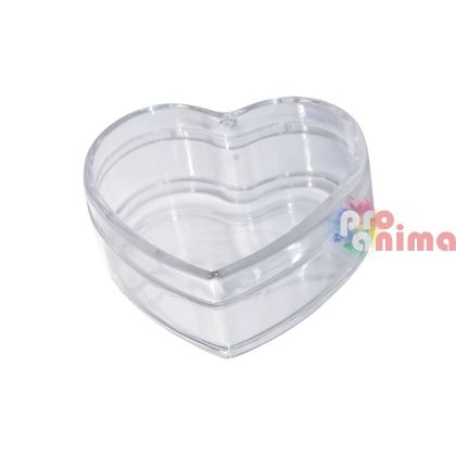 прозрачна кутийка с форма на сърце 60 x 30 мм