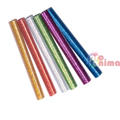 Силиконови пръчки DP Craft ∅7 mm пакет 6 бр. цветни глитер