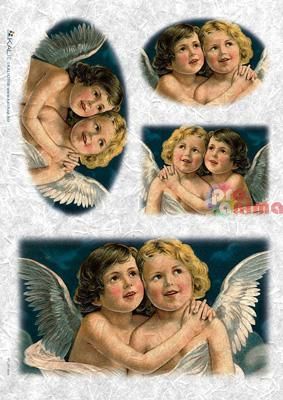 Декупажна хартия оризова KALit A4 Винтидж ангели 15