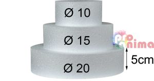 Основа за торта от стиропор, 3 етажа ф 10, 15, 20 x h 5 cm